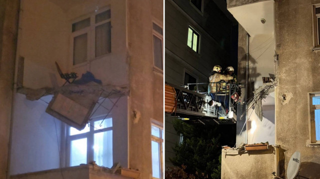 Kartal’da gece vakti korku dolu anlar: Bir binanın balkonu çöktü