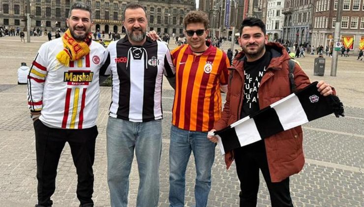 Kritik maçlar öncesi Galatasaray ve Beşiktaş taraftarları birlikte poz verdi
