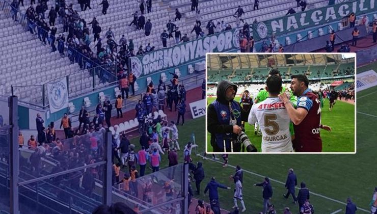 Konyaspor – Trabzonspor maçında kavga! Yedek kulübeleri de karıştı