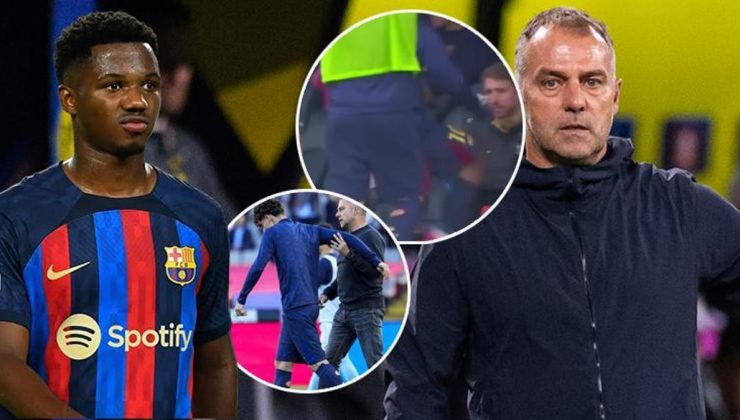 Barcelona kulübesi alev alev: Ortalık karıştı, tekmeler uçuştu! Ansu Fati çıldırdı Fort, Flick'i tersledi