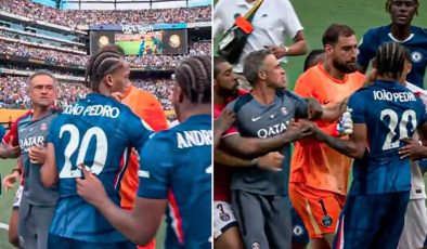 Chelsea – PSG maçının sonunda ortalık fena şekilde karıştı! Luis Enrique sahaya girdi, oyuncuya vurdu